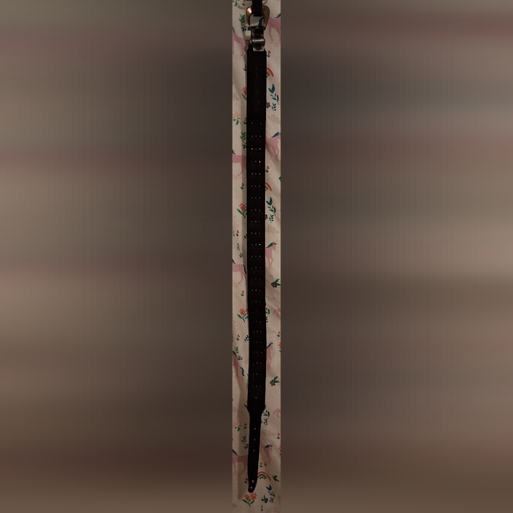 EUC Vintage Y2K Brighton Onyx Black Leather & Brass Stud Moto Goth Belt SZ M - Picture 4 of 5